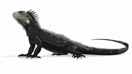 Black Spiny Tailed Iguana flat vector isolated on white - obrazy, fototapety, plakaty