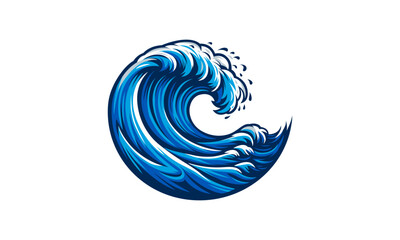 Fototapeta na wymiar Water Wave Logo ocean vector Sea illustration Abstract Circle Wave white background 