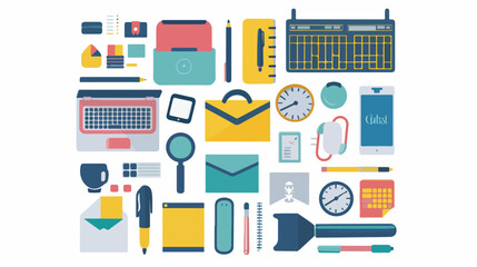 Business Communication Tools flat vector isolated on
