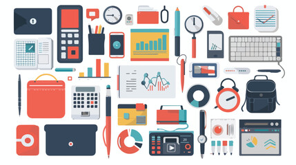 Business Communication Tools flat vector isolated on