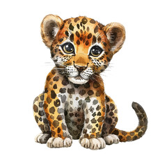 cute leopard vector illustration in watercolour style.