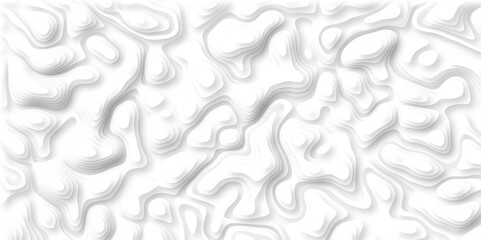 3D Papercut Stylized White topographic contour scheme and terrain. Topography grid map. Contour map background. Geographic line mountain relief. Abstract lines or wavy backdrop background.