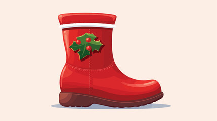 Christmas boot isolated flat vector isolated on white