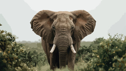 Closeup portrait of a big African elephant with ears