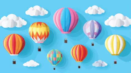 Rolgordijnen Luchtballon Colorful Hot Air Balloons Floating Against a Blue Sky