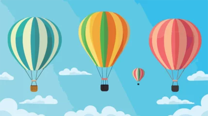 Poster Luchtballon Colorful Hot Air Balloons Floating Against a Blue Sky
