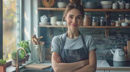 smiling girl in the kitchen