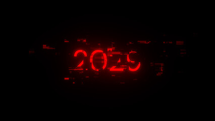 3D rendering 2029 text with screen effects of technological glitches - obrazy, fototapety, plakaty