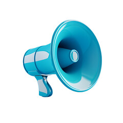 Blue Megaphone Icon with Studio Lighting in 3D