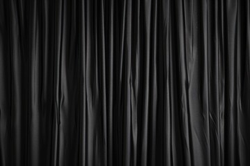 Black Curtains Closed with Folds. Theatrical Background Drapery for Show, Cinema or Stage Performance Pics