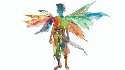 Fairy Man Watercolour flat vector isolated on white background