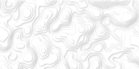 Abstract white paper cut background with line. 3d topography relief. Vector topographic illustration. realistic papercut decoration textured with wavy layer and shadow. seamless pattern wave design. - obrazy, fototapety, plakaty