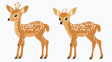 Fawns flat vector isolated on white background  1