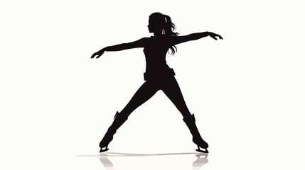 Fototapeta na wymiar Female Ice Skater illustration silhouette on a white