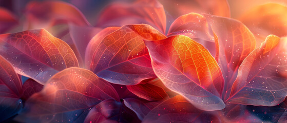 Radiant pink leaves with a sparkling effect represent growth, vibrancy, and the magical side of nature