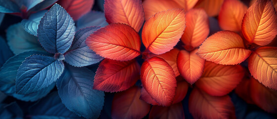 Fototapeta na wymiar A striking visual of contrasting colors in nature, highlighting the beauty of the leaf's structure