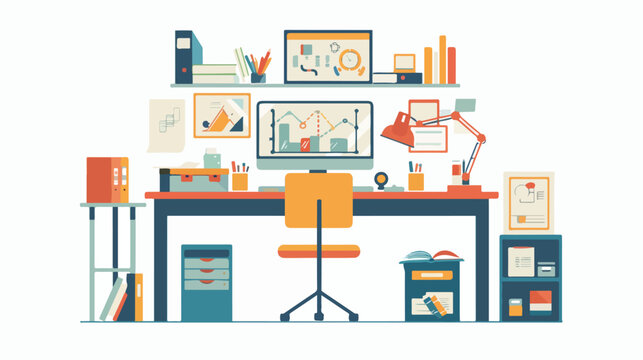 Flat Design Workplace Dynamics flat vector isolated o