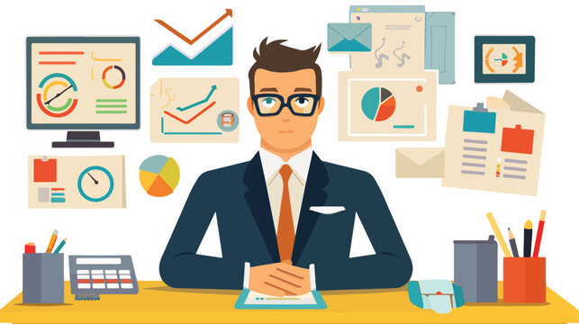 Flat Style Project Management flat vector isolated on