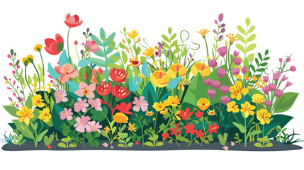 Floral Garden Bed flat vector isolated on white background