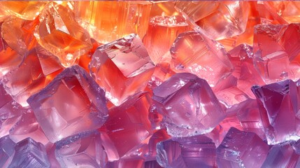  A close-up of several ice cubes, surrounded by blue borders on all sides