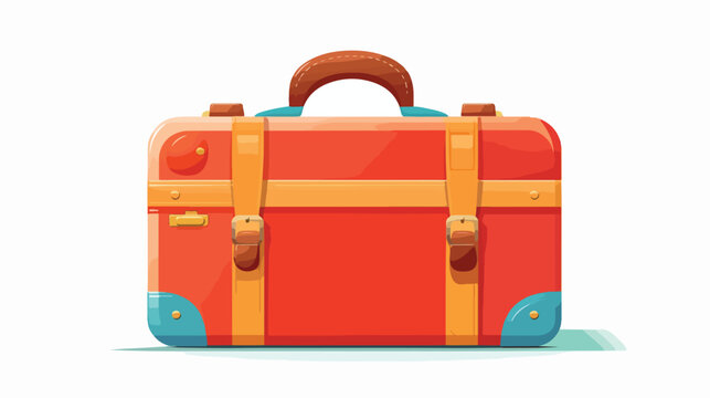 Fun suitcase flat vector isolated on white background