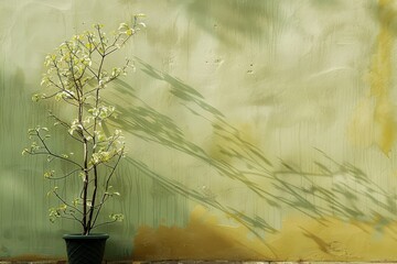 Lime-Accented Wall in Soft Yellow-Green Hue