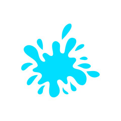 Paint splattered sky blue. Flat collection splash round, fluid decorative shapes. Cartoon splash. Isolated vector illustration