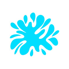 Paint splattered sky blue. Flat collection splash round, fluid decorative shapes. Cartoon splash. Isolated vector illustration