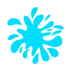 Paint splattered sky blue. Flat collection splash round, fluid decorative shapes. Cartoon splash. Isolated vector illustration