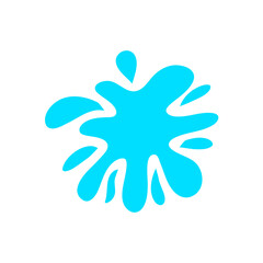 Paint splattered sky blue. Flat collection splash round, fluid decorative shapes. Cartoon splash. Isolated vector illustration