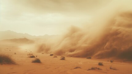 Dust stroms in the desert UHD wallpaper - obrazy, fototapety, plakaty