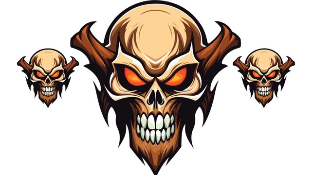 Illustration skull art mascot logo design for team