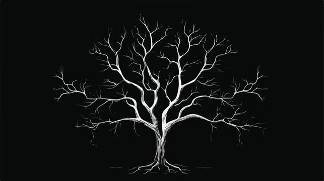 Illustration with bare tree isolated on black