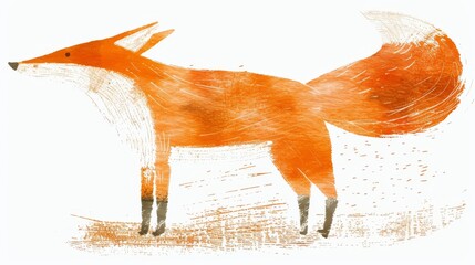 Fototapeta premium Red fox, in grass, head turned up