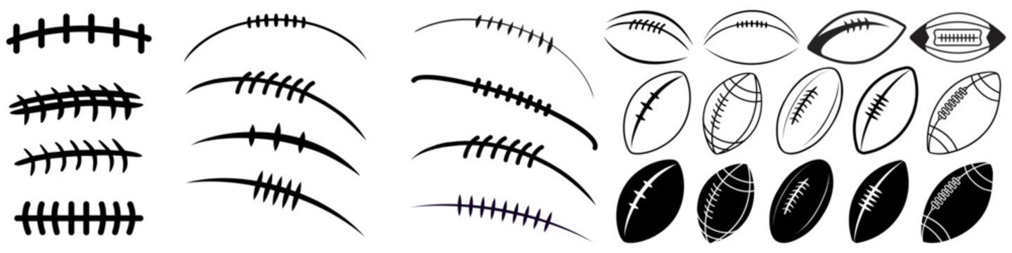 Football icon vector set. American football ball illustration sign collection. American football symbol. Sport logo.