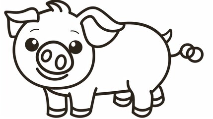  A monochromatic porcine with a broad grin, positioned against a blank backdrop
