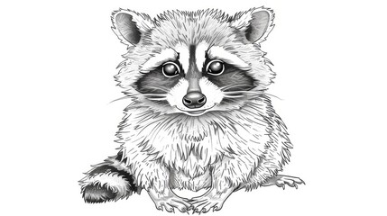  Black & white raccoon portrait, looking melancholic