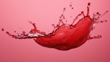 Fresh water splash on soft red surface UHD wallpaper - obrazy, fototapety, plakaty