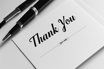 "Thank You" in sleek, black serif font on a crisp white background, a classic and minimalist design