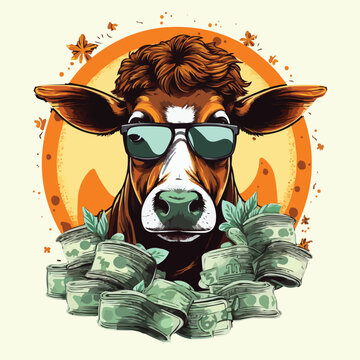 Cartoon Vector Humor Concept Illustration of Cash Cow Saying