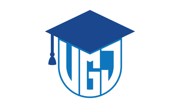 VGJ initial letter academic logo design vector template. school college logo, university logo, graduation cap logo, institute logo, educational logo, library logo, teaching logo, book shop, varsity