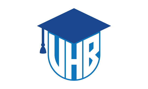 VHB initial letter academic logo design vector template. school college logo, university logo, graduation cap logo, institute logo, educational logo, library logo, teaching logo, book shop, varsity