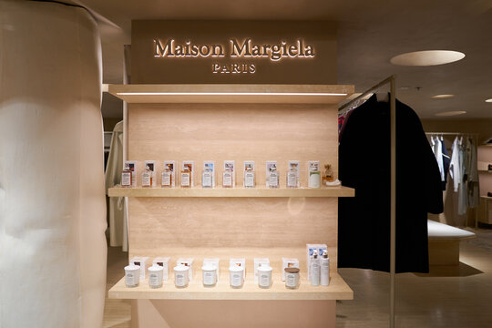HONG KONG, CHINA - DECEMBER 05, 2023: Maison Margiela products on display at a store in Harbour City. Harbour City is a shopping centre in Tsim Sha Tsui, Kowloon.