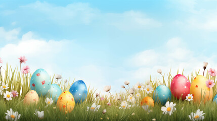 Easter banner concept Abstract greeting card design with colorful Easter eggs.