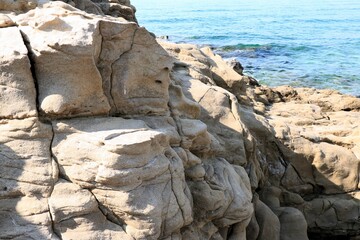 White sandstone formation on the coast of Lopar on the island Rab, Croatia