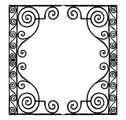 Border vintage ornamental for decoration,tendrils,swirls,greeting card,invitation, retro style, vector hand drawn illustration isolated on white - 766349556