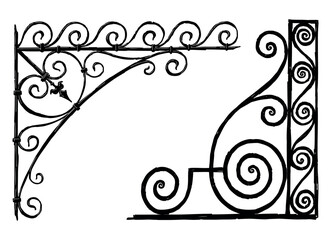 Ornamental vintage corners for decoration, card, frame, retro style, vector hand drawn illustration isolated on white
