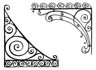 Ornamental vintage corners for decoration, frame, card, retro style, vector hand drawn illustration isolated on white