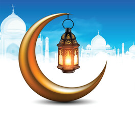 Muslim feast of the holy month of Ramadan.  3D vector. High detailed realistic illustration