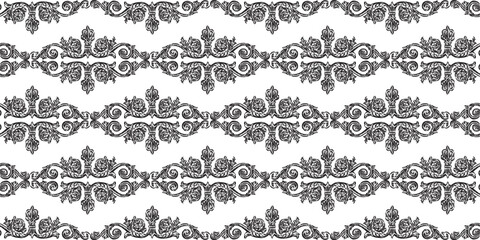 Seamless background hand drawn decorative vintage design elements baroque style, vector pattern, paper,wallpaper,textile,fabric - 766349796
